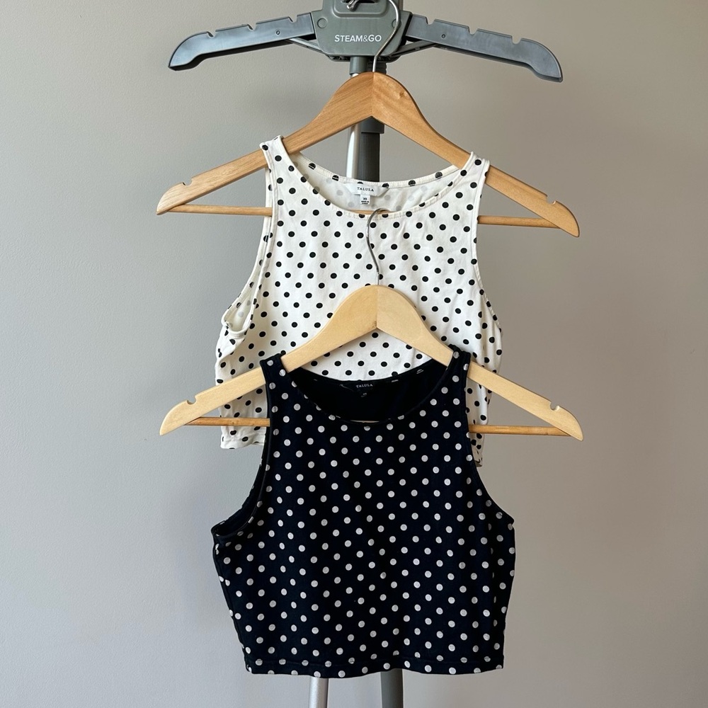 Aritzia Polka Dot Crop tank Tops set- Black and White